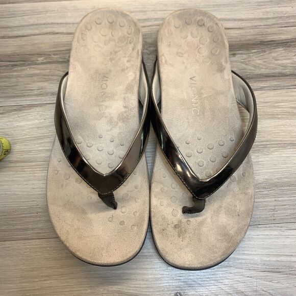 Vionic Dillon  toe post thong slide sandals Size 11 in Pewter - Picture 6 of 10